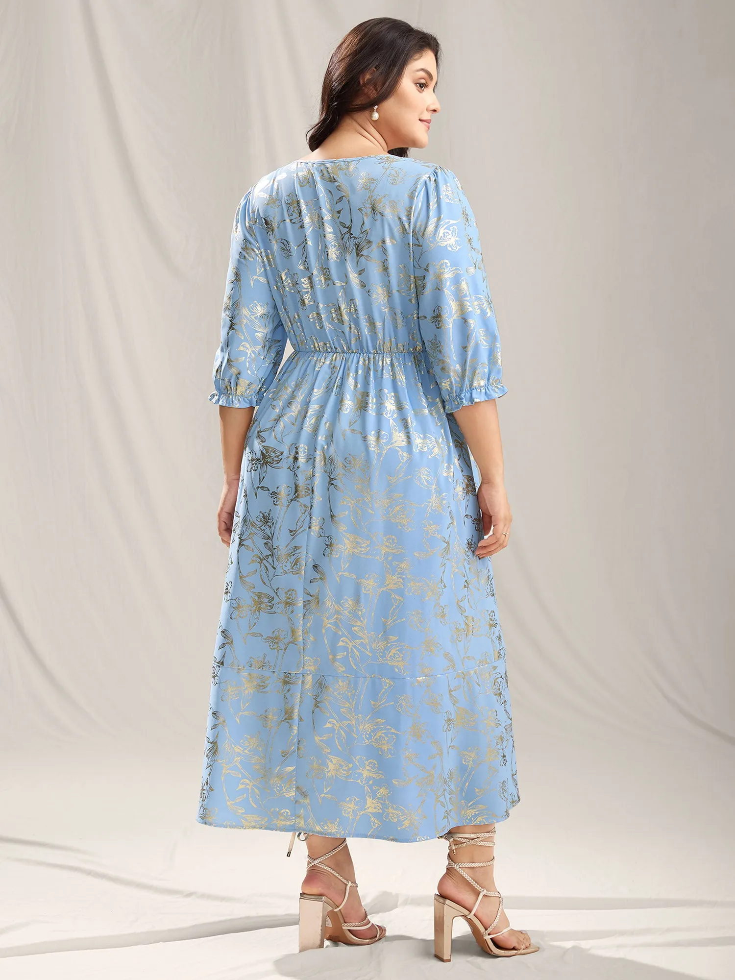 Shimmery Textured Shirred Waist Maxi Dress sold by Bloomchic product image thumbnail 4