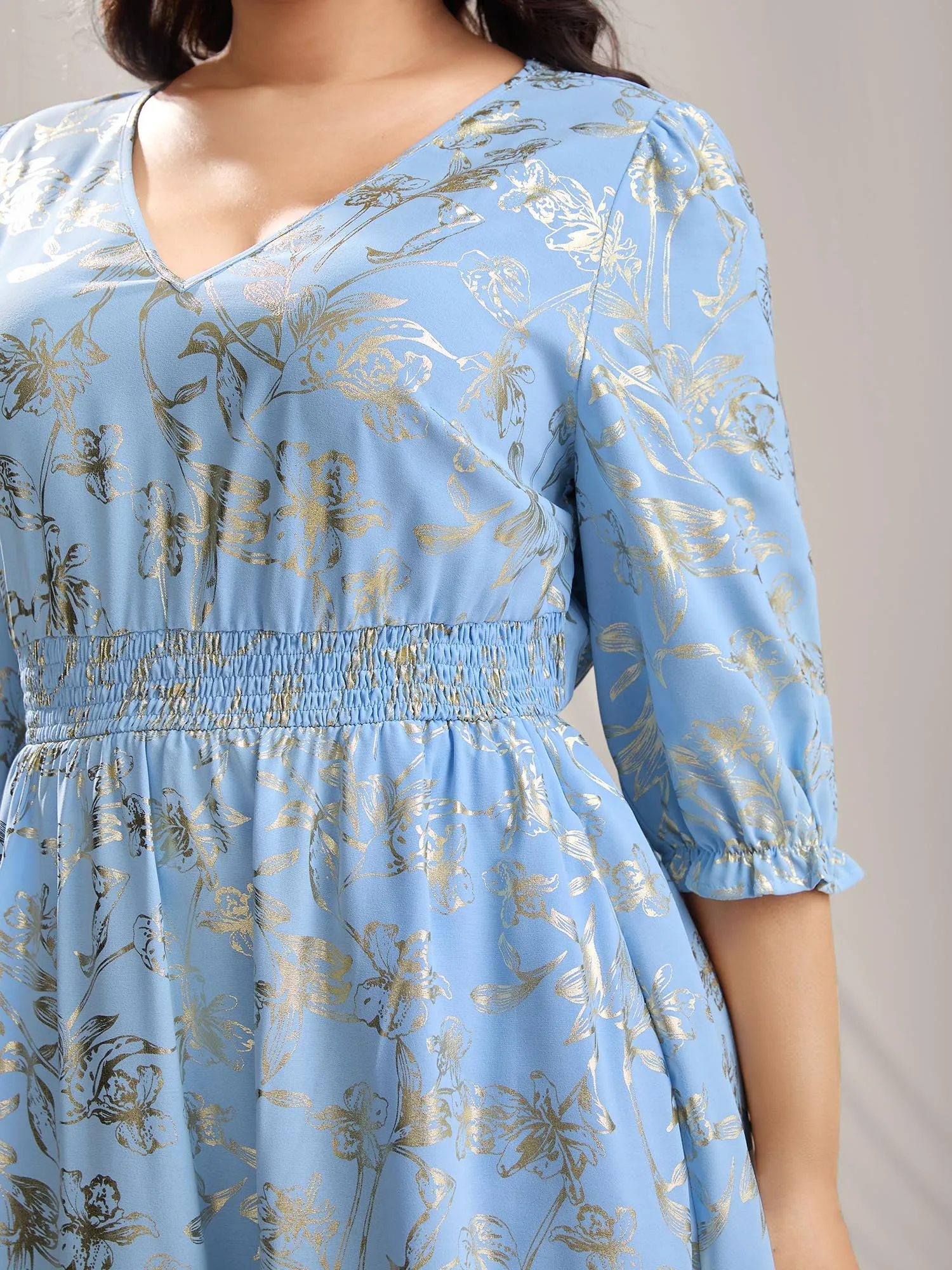 Shimmery Textured Shirred Waist Maxi Dress sold by Bloomchic product image thumbnail 2