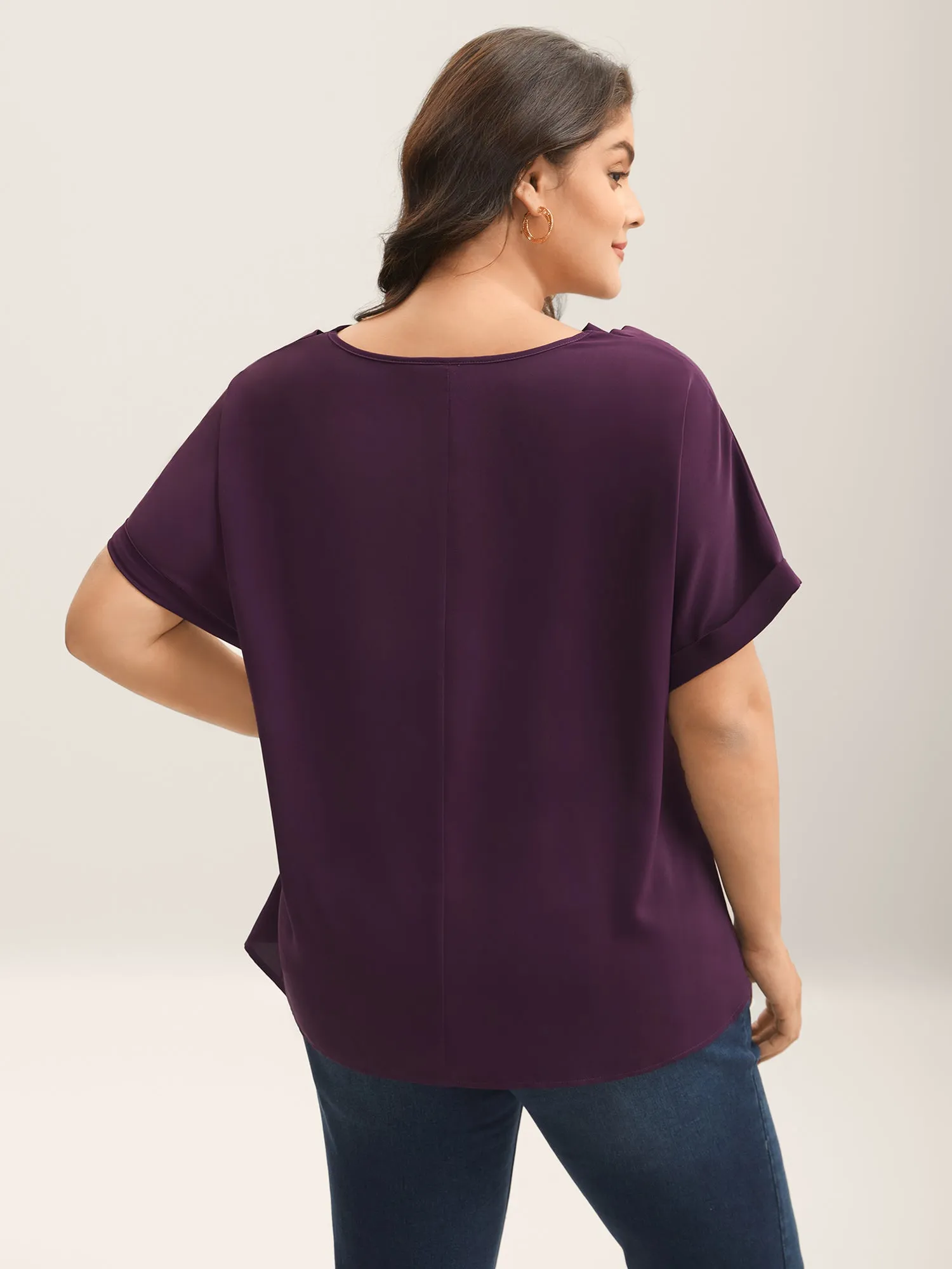Cowl Neck Plain Dolman Sleeve Blouse sold by Bloomchic product image thumbnail 4