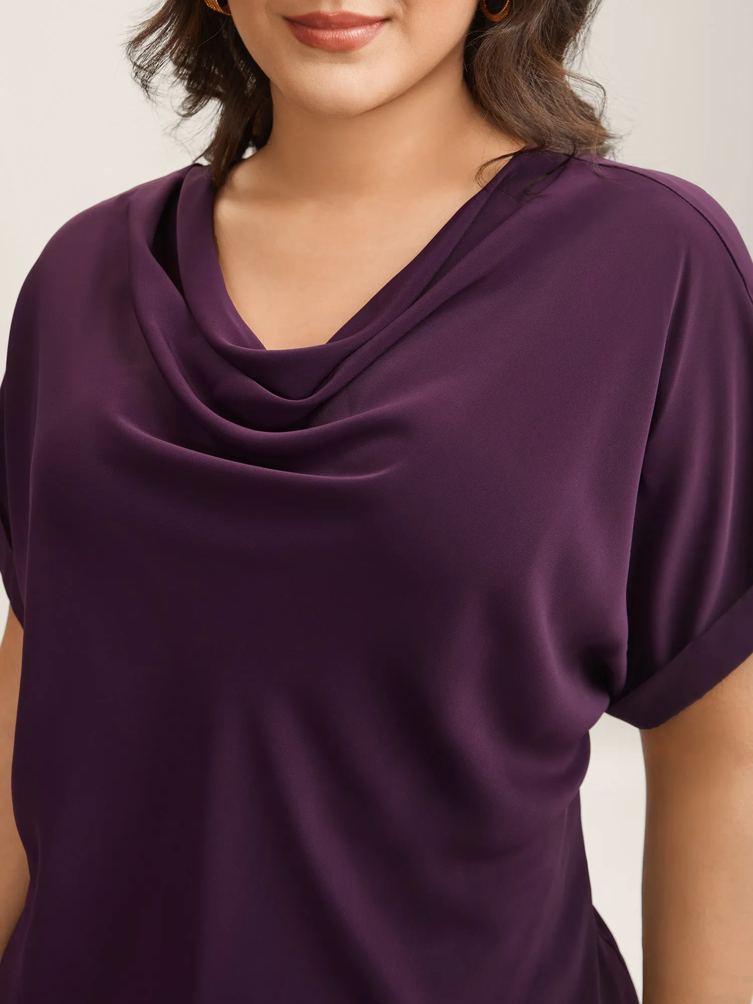 Cowl Neck Plain Dolman Sleeve Blouse sold by Bloomchic product image thumbnail 2