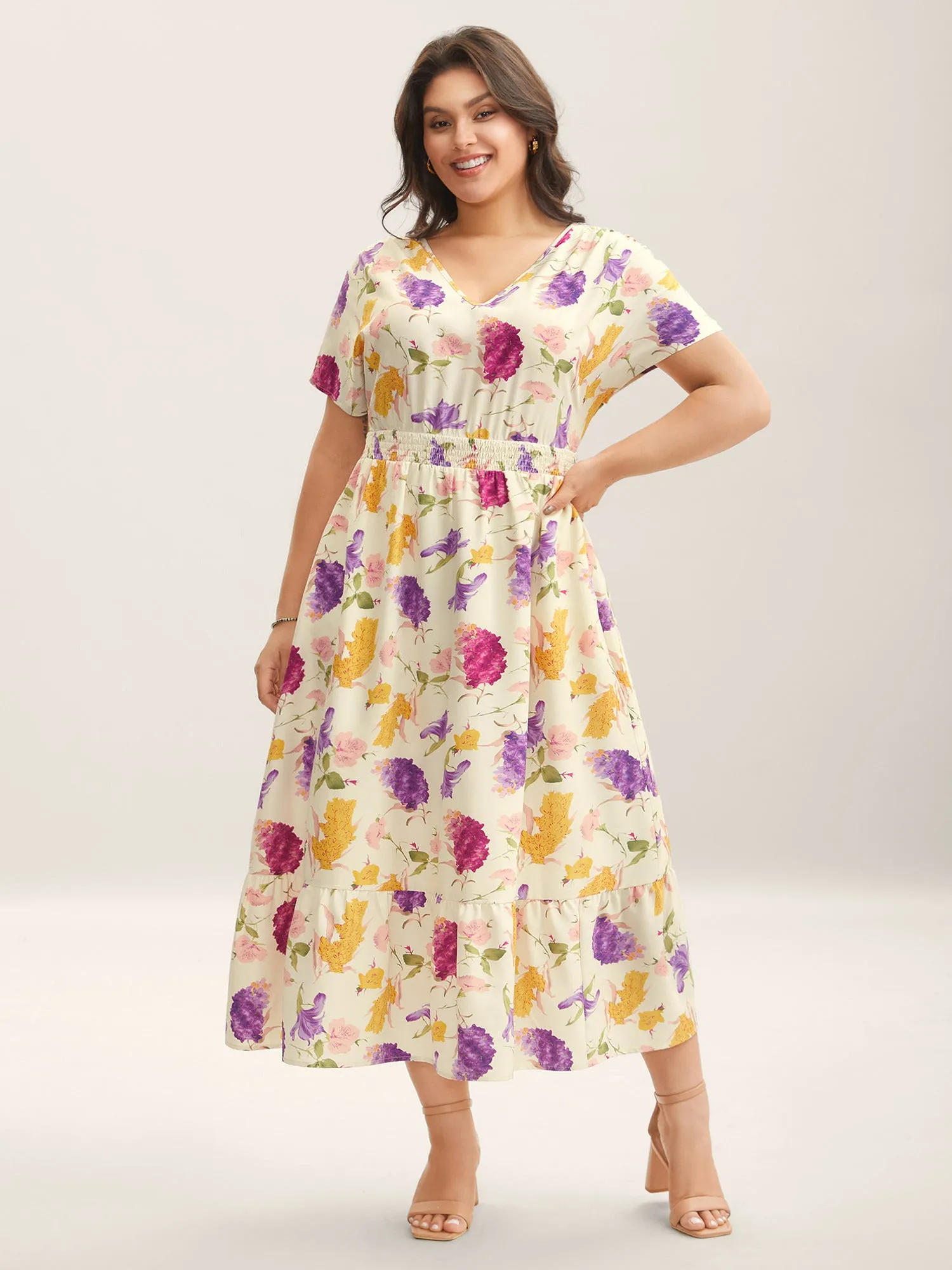 Floral Fantasy Shirred Tiered Maxi Dress sold by Bloomchic product image thumbnail 3