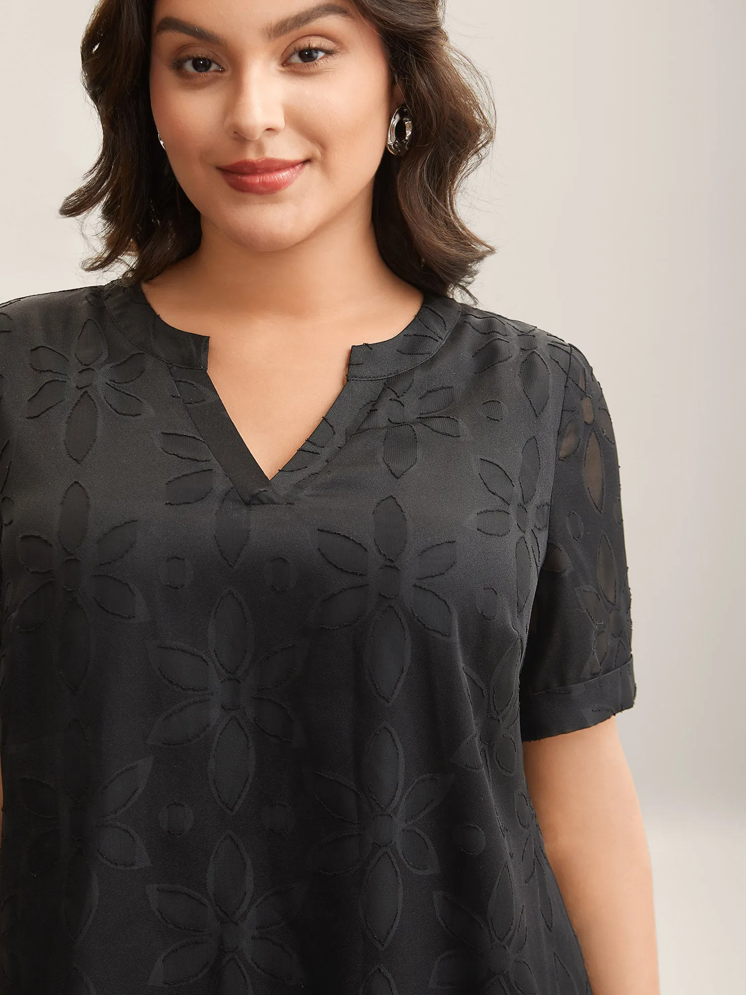 Floral Cut Print Notched Neck Blouse sold by Bloomchic product image thumbnail 2