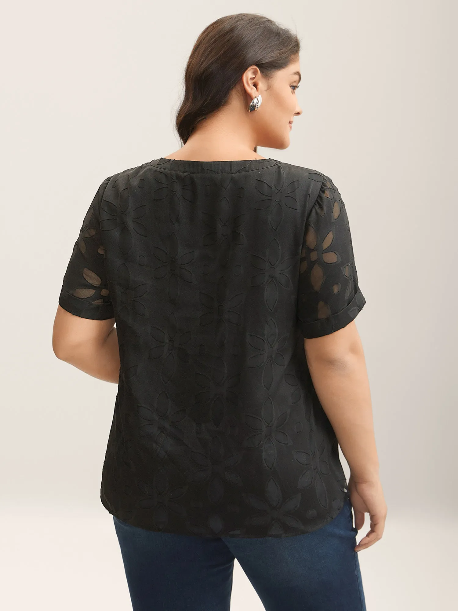 Floral Cut Print Notched Neck Blouse sold by Bloomchic product image thumbnail 4