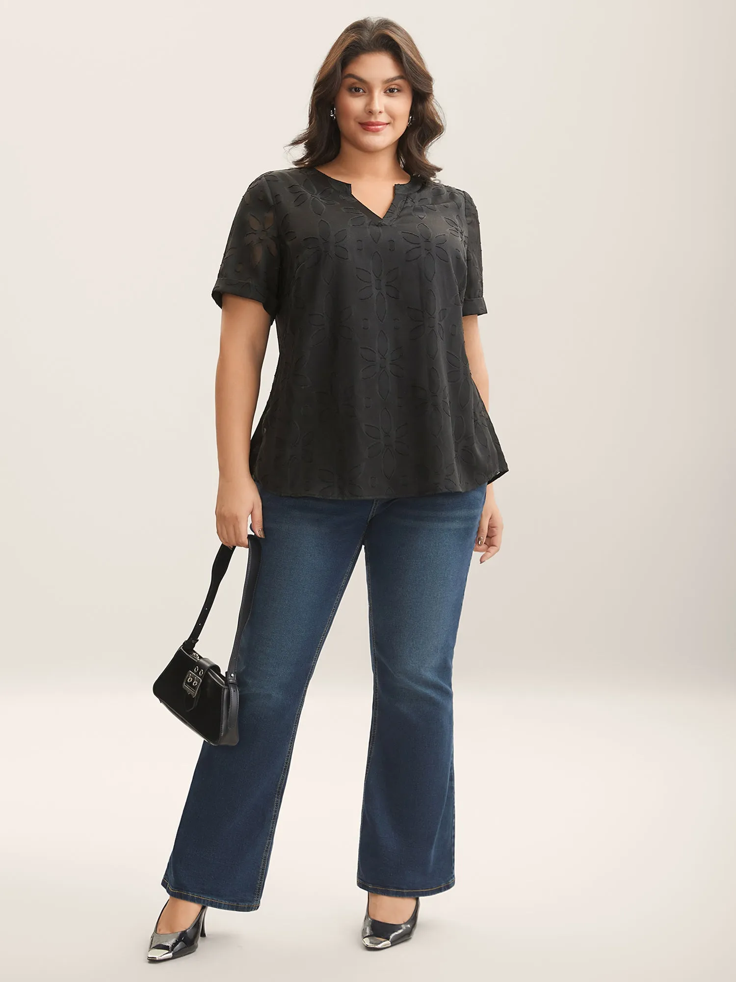 Floral Cut Print Notched Neck Blouse sold by Bloomchic product image thumbnail 3