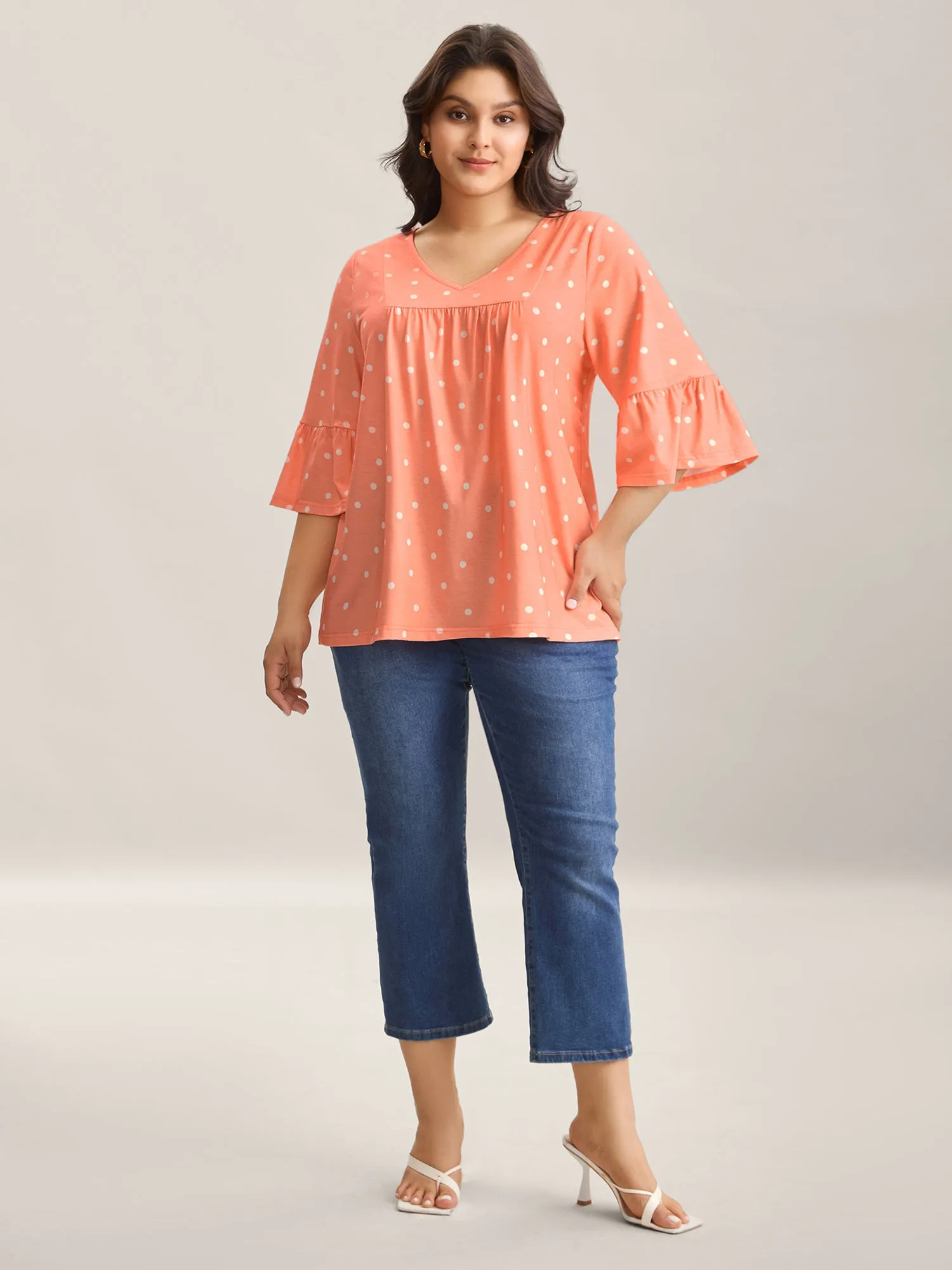 Stretchy Polka Dots Heather Pleated Top sold by Bloomchic product image thumbnail 3