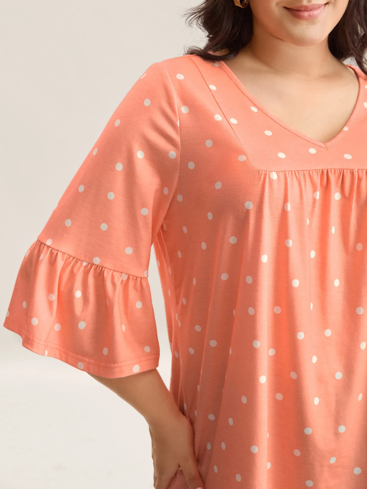 Stretchy Polka Dots Heather Pleated Top sold by Bloomchic product image thumbnail 4