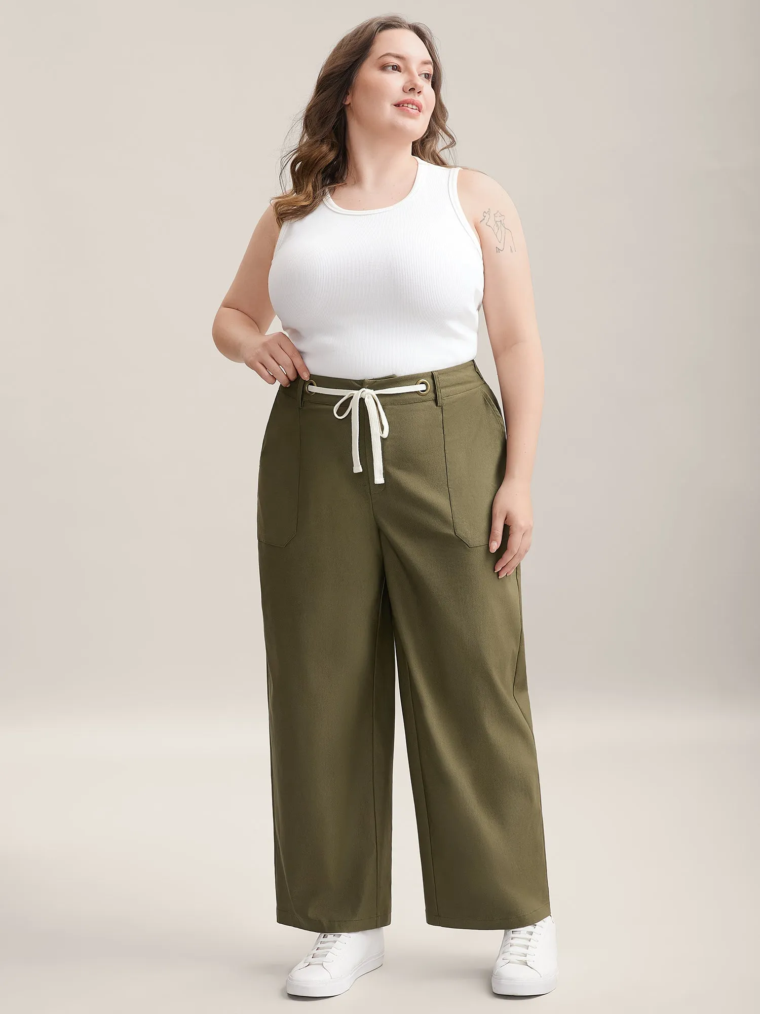 Drawstring Waist Straight-Leg Pants sold by Bloomchic product image thumbnail 3