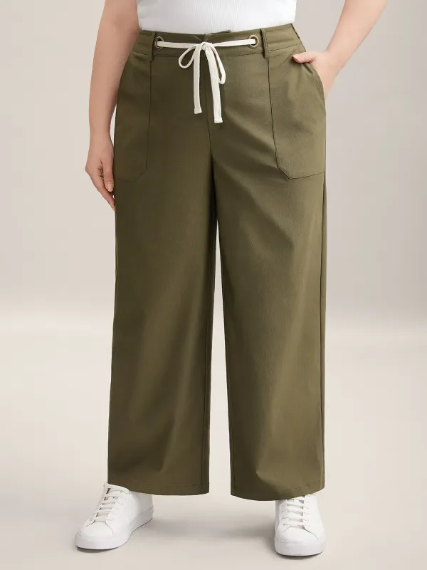 Drawstring Waist Straight-Leg Pants sold by Bloomchic
