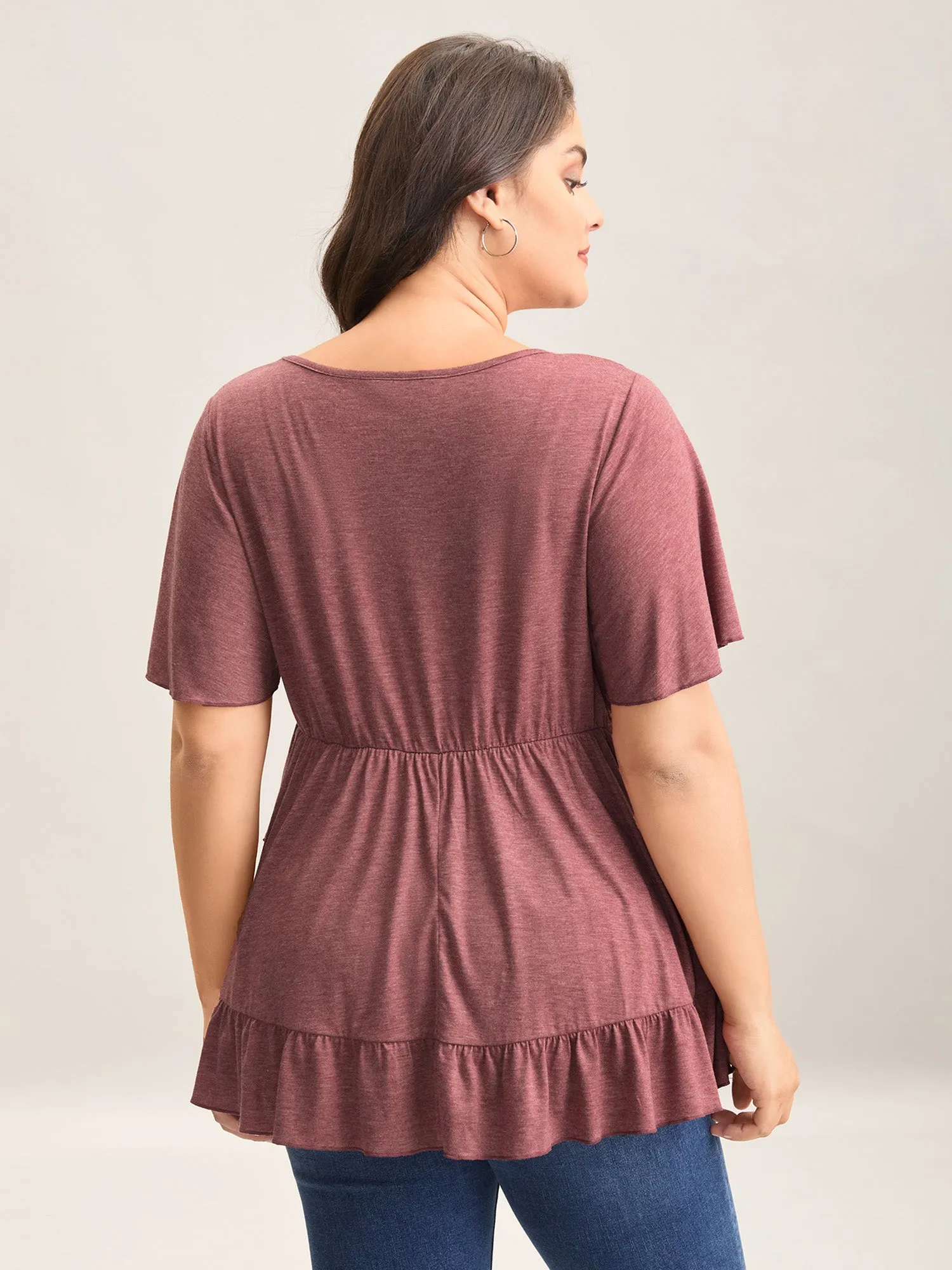 Plain Overlap Hem Tiered Knit Top sold by Bloomchic product image thumbnail 4