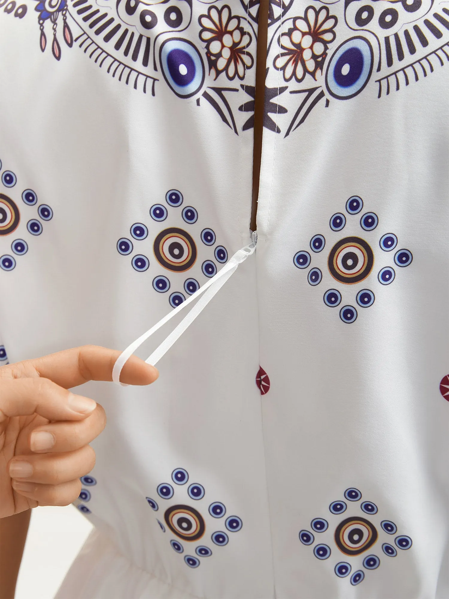 Boho Print Tie-Sleeve Pockets Romper sold by Bloomchic product image thumbnail 2