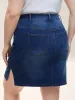 Whiskered Classic Cut Fitted Denim Skirt sold by Bloomchic