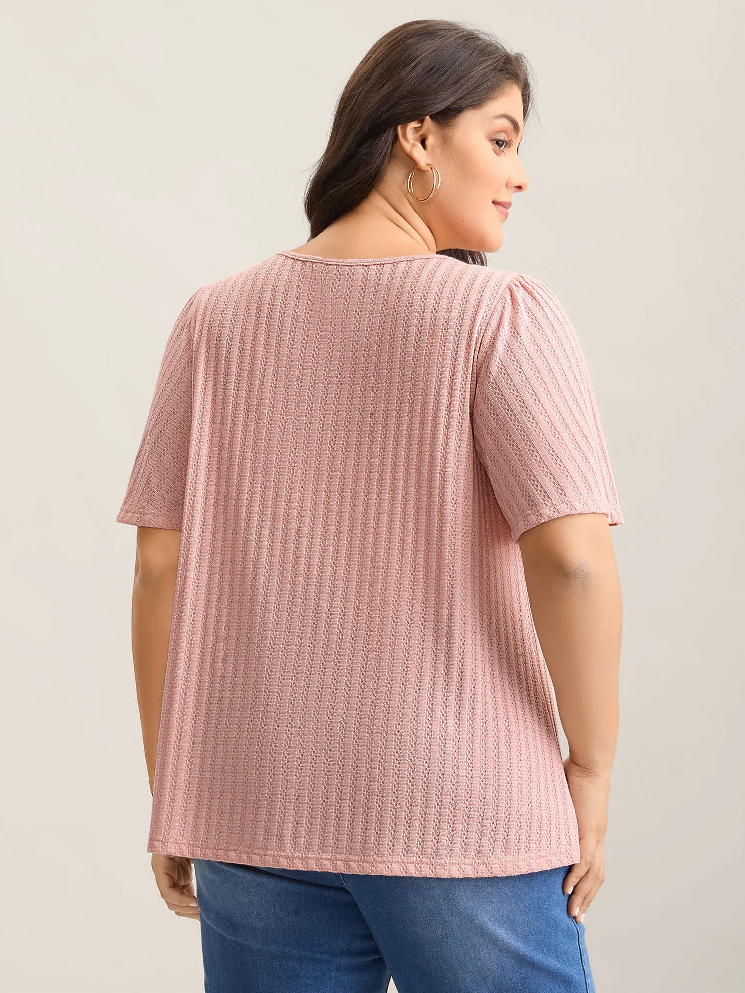 Waffle Lotus Leaf Sleeve Flowy T-Shirt sold by Bloomchic product image thumbnail 4