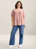 Waffle Lotus Leaf Sleeve Flowy T-Shirt sold by Bloomchic