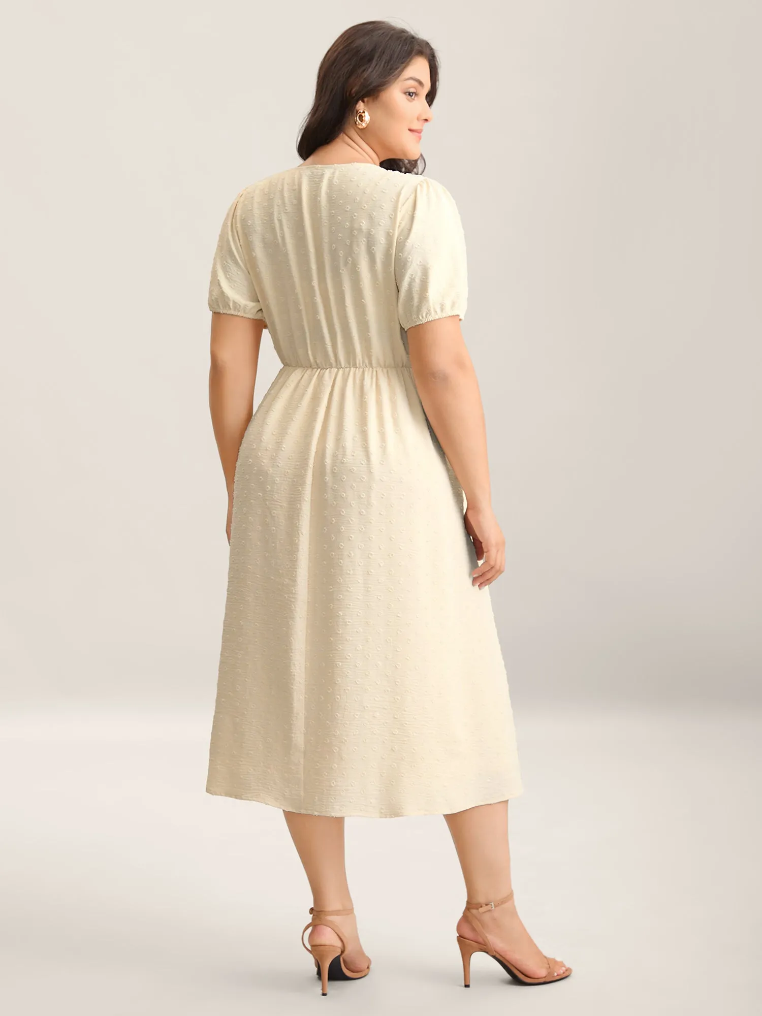 Shoulder Pleats Textured Button Maxi Dress sold by Bloomchic product image thumbnail 4