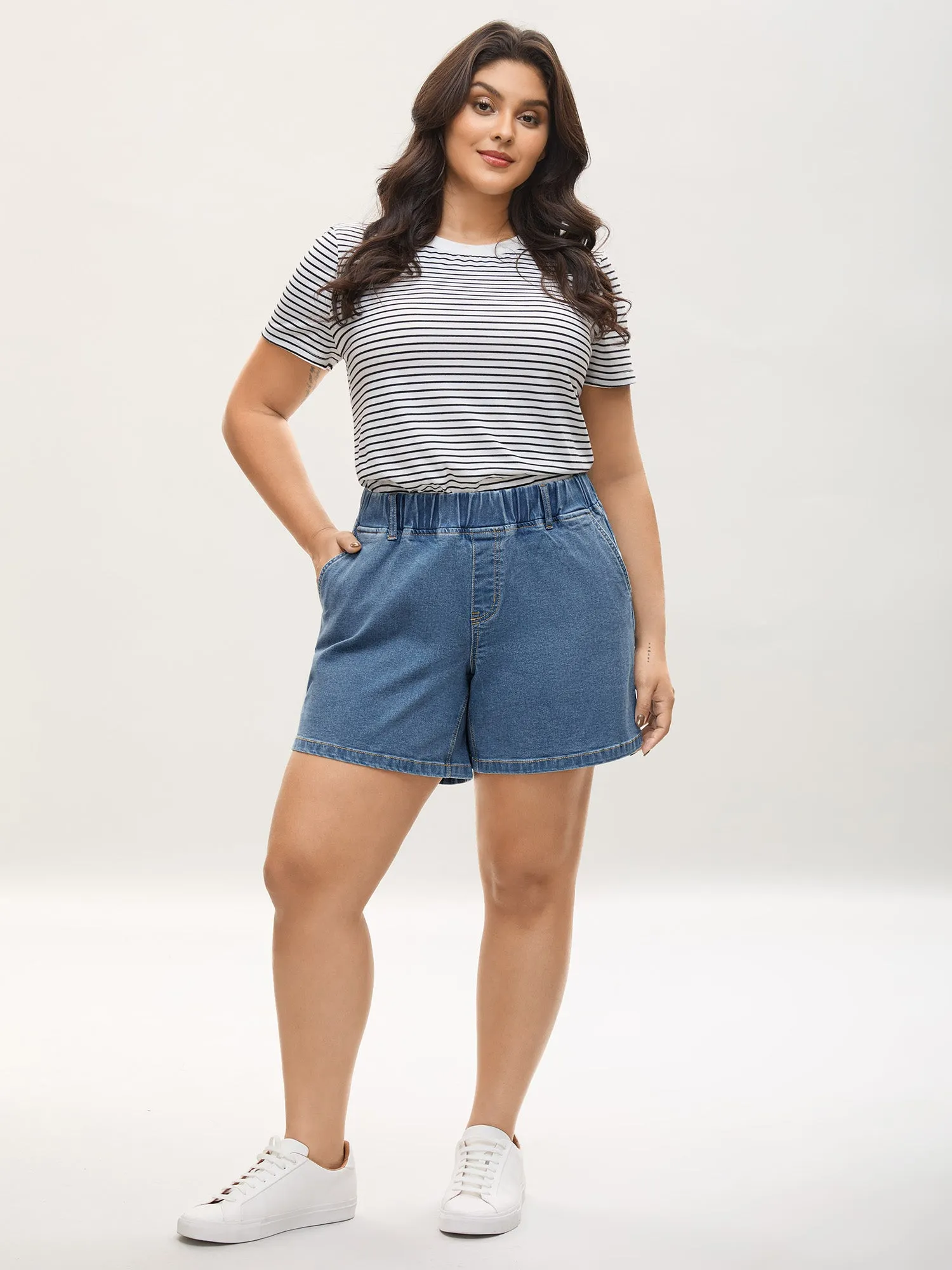 Classic Cut Pull-On Denim Shorts sold by Bloomchic product image thumbnail 5