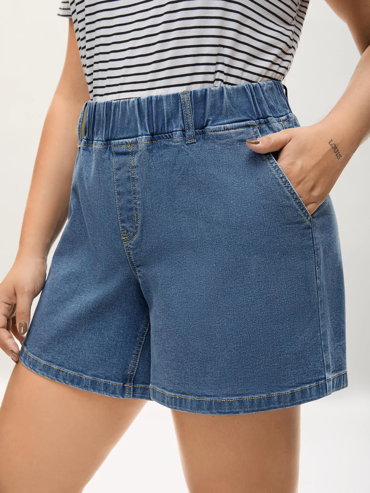 Classic Cut Pull-On Denim Shorts sold by Bloomchic