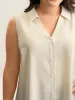 Button Placket Collar Tank Top sold by Bloomchic
