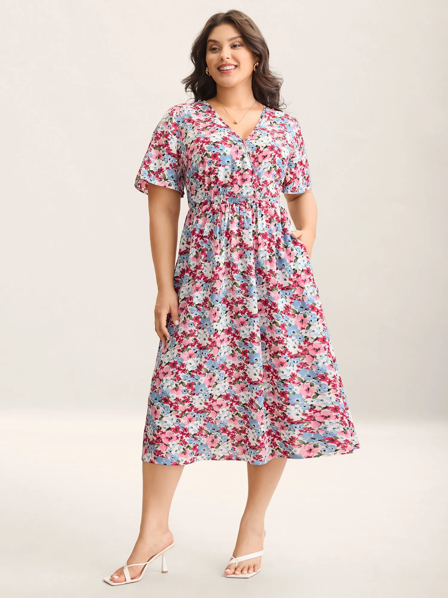 Floral Print Pockets Lined Midi Dress sold by Bloomchic