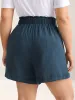 Curved Hem Straight-Leg Shorts sold by Bloomchic