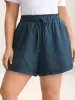 Curved Hem Straight-Leg Shorts sold by Bloomchic
