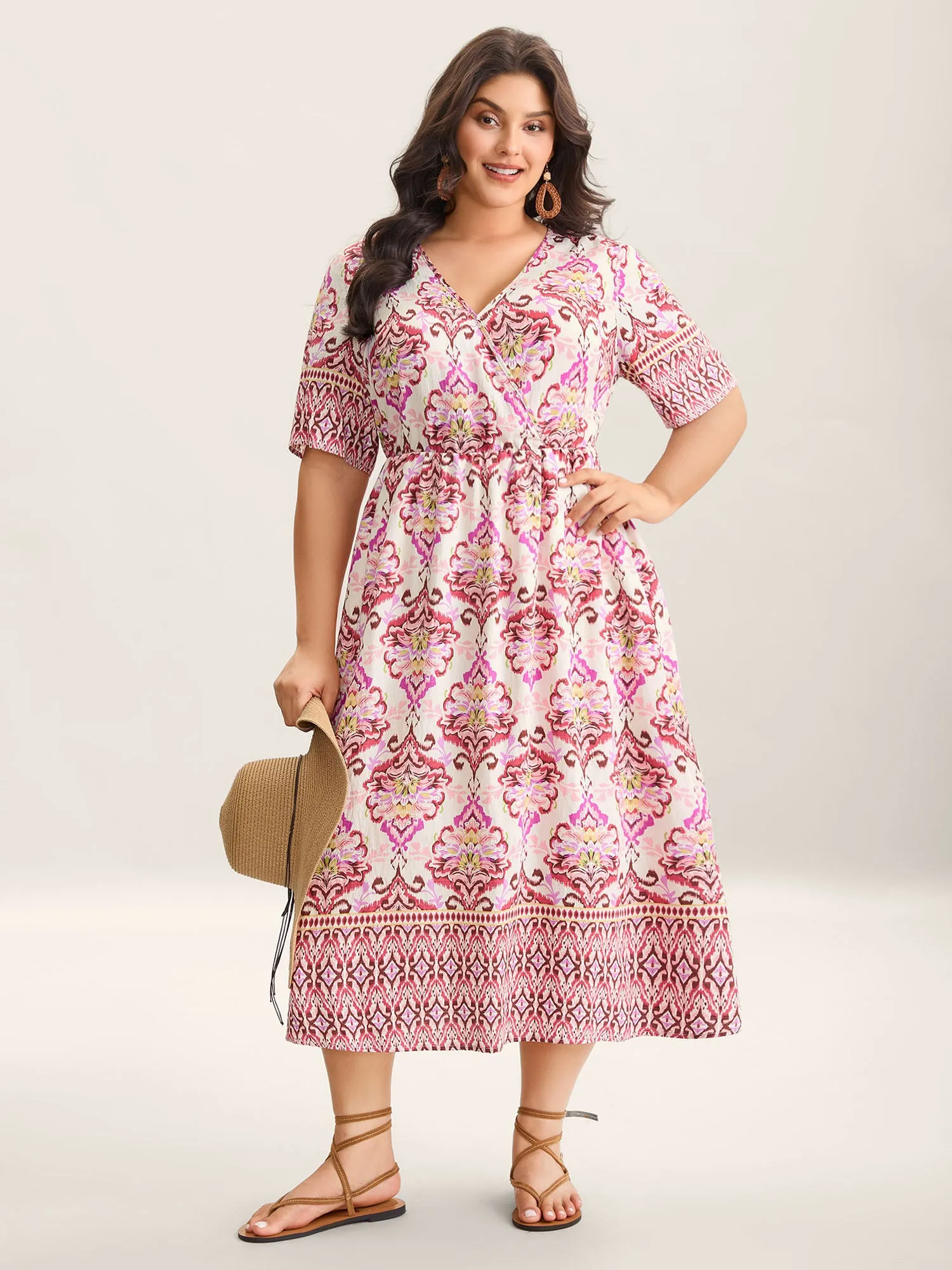 Ornate Print Surplice Pockets Maxi Dress sold by Bloomchic product image thumbnail 3