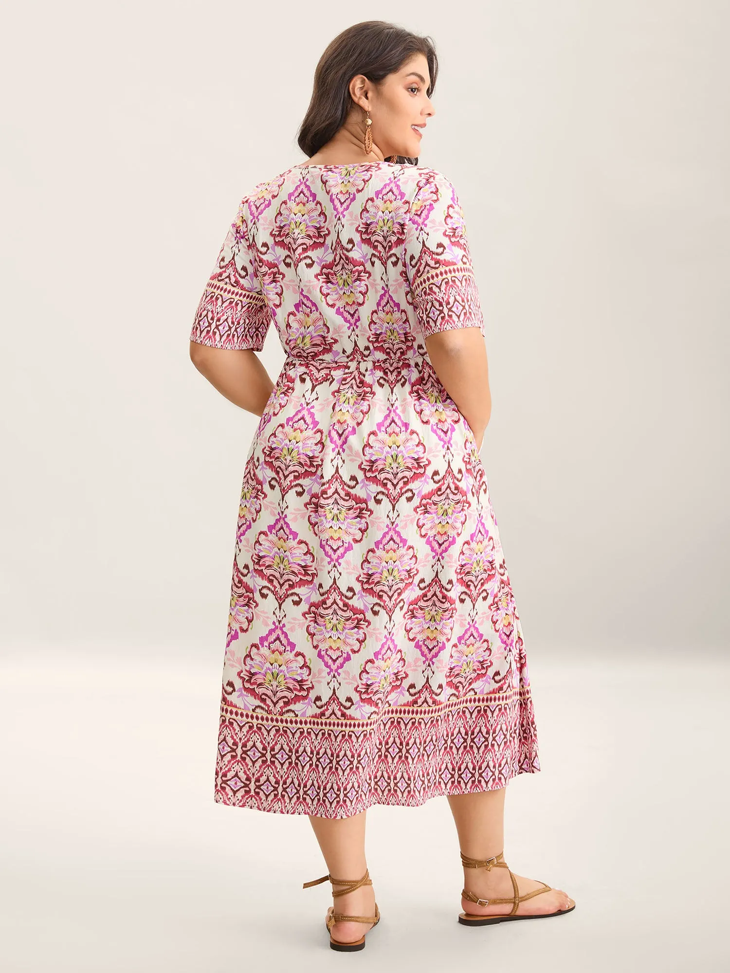 Ornate Print Surplice Pockets Maxi Dress sold by Bloomchic product image thumbnail 4
