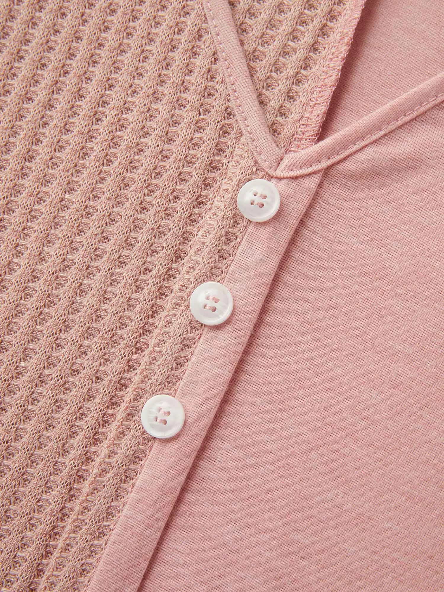 Textured Button Detail Spliced T-Shirt sold by Bloomchic product image thumbnail 5