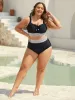 Contrast Waistband Ruched Fitted Swim Bottoms sold by Bloomchic