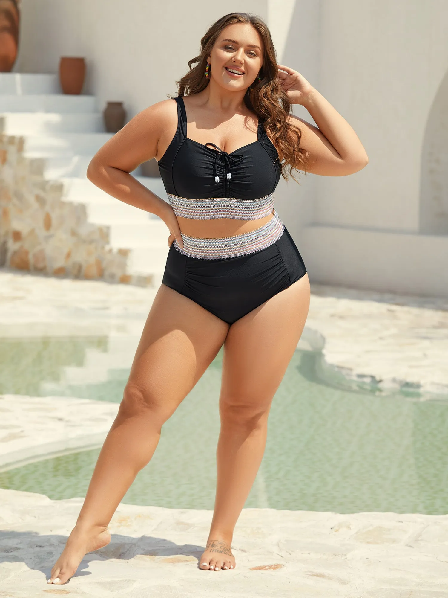 Contrast Waistband Ruched Fitted Swim Bottoms sold by Bloomchic product image thumbnail 3
