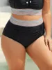 Contrast Waistband Ruched Fitted Swim Bottoms sold by Bloomchic