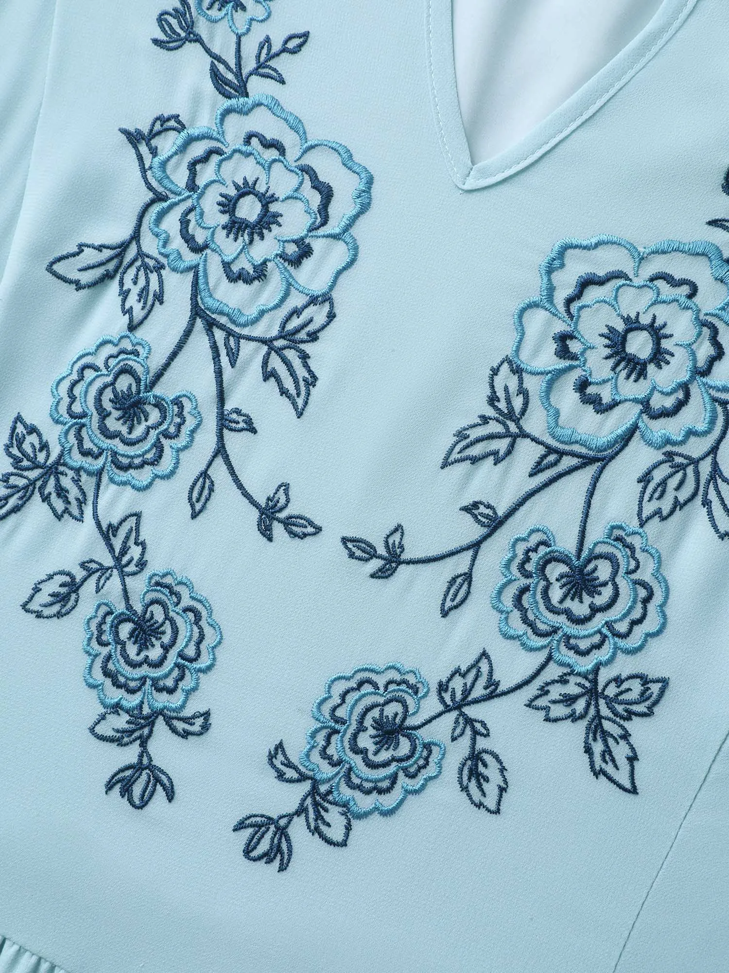 Embroidered Sheer Chiffon Pockets Midi Dress sold by Bloomchic product image thumbnail 5