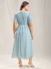 Embroidered Sheer Chiffon Pockets Midi Dress sold by Bloomchic