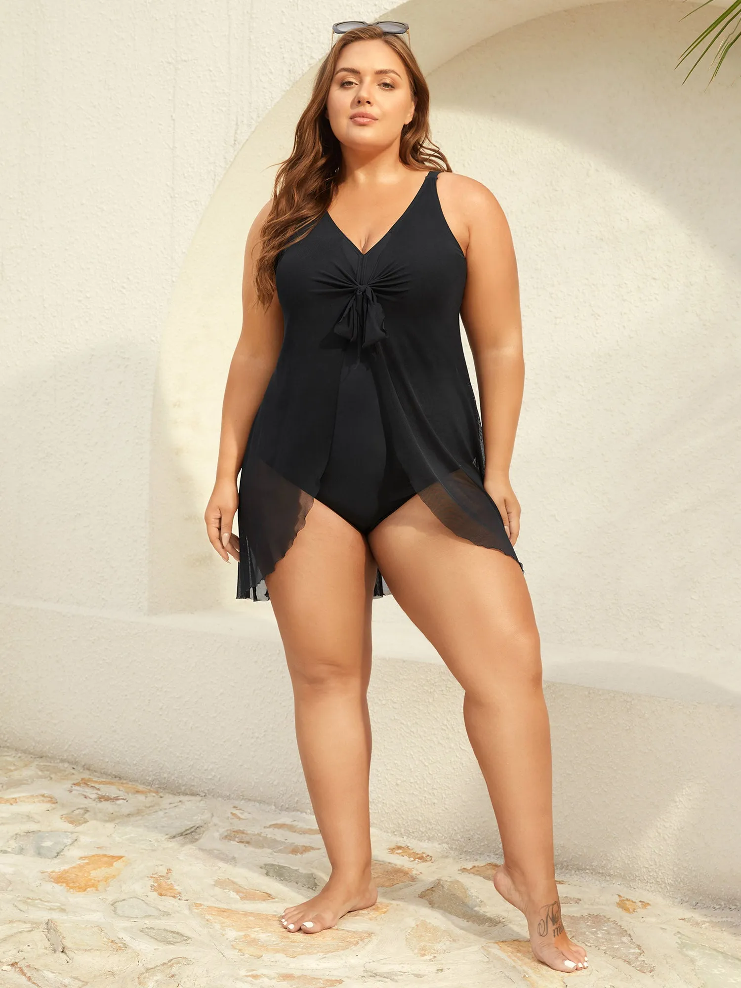 Knotted Front Extra Coverage One-Piece Swimsuit sold by Bloomchic product image thumbnail 3