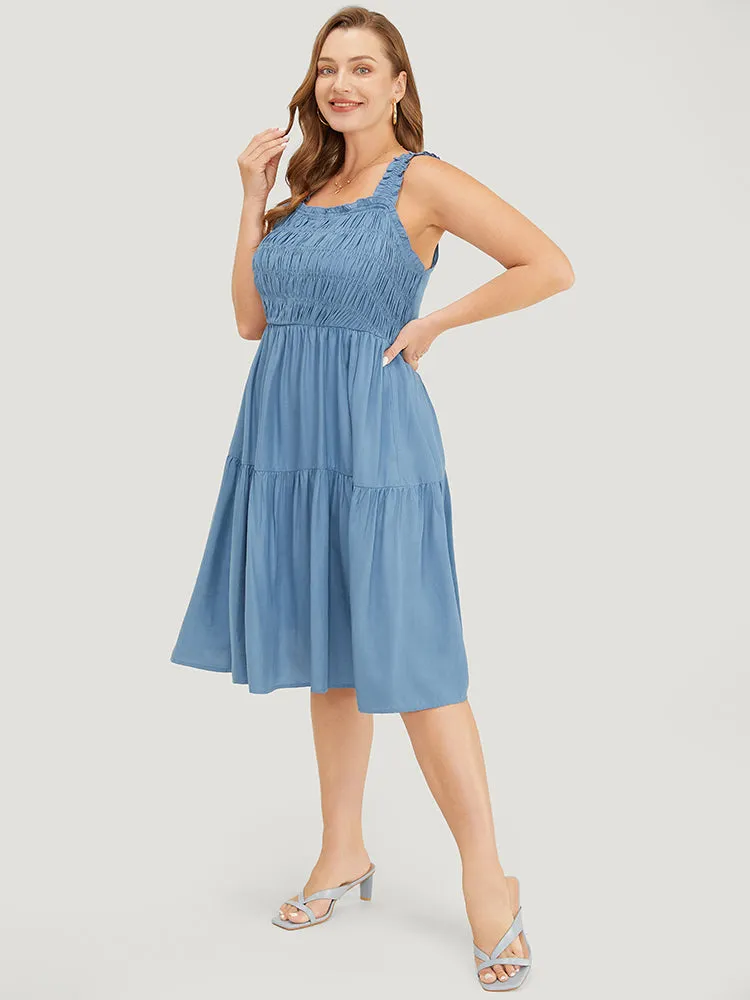 Solid Shirred Pocket Ruffle Tiered Cami Dress sold by Bloomchic product image thumbnail 2