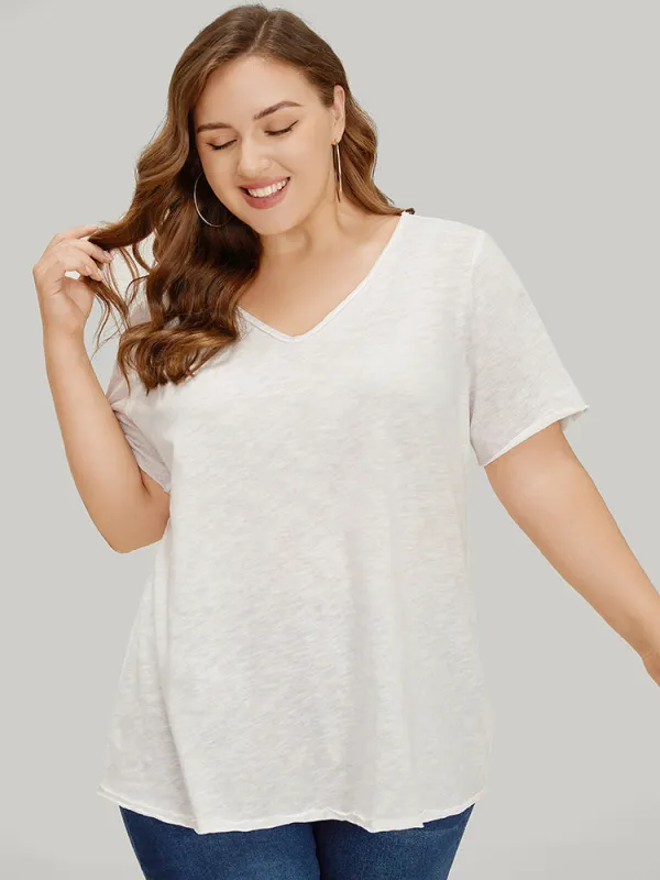 Solid Slightly Stretchy Heather T-shirt sold by Bloomchic
