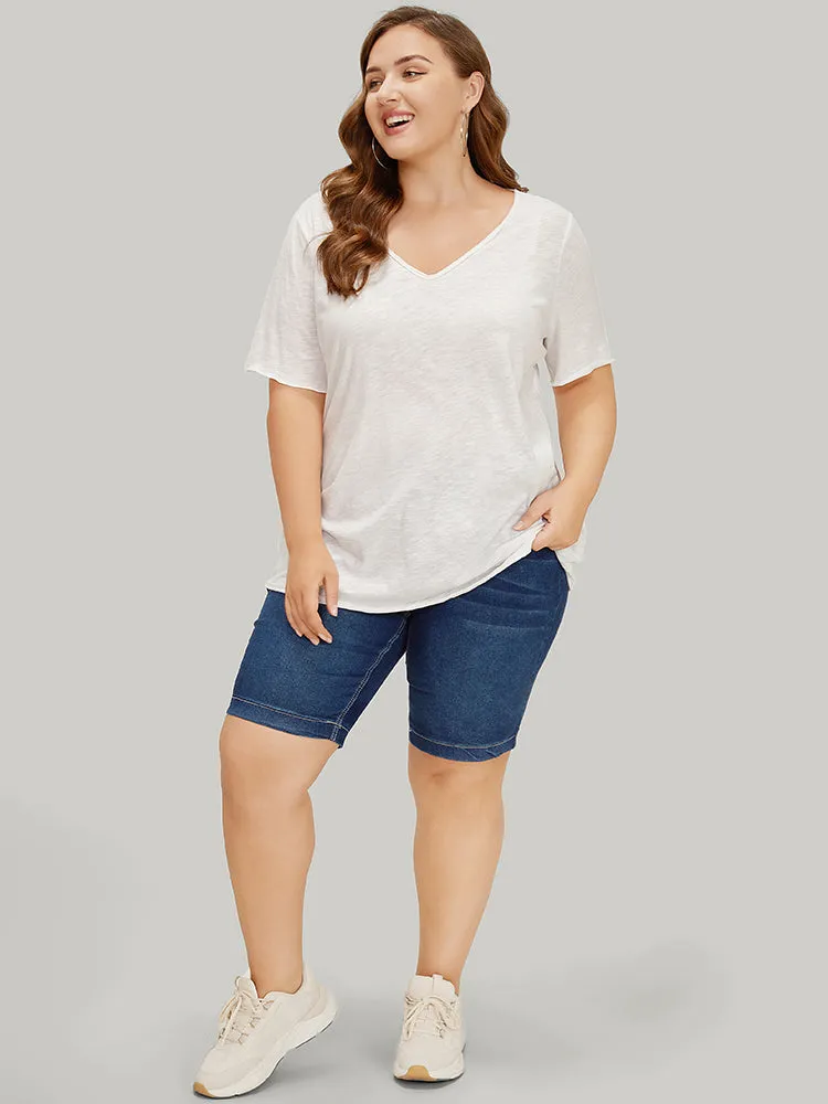 Solid Slightly Stretchy Heather T-shirt sold by Bloomchic product image thumbnail 4