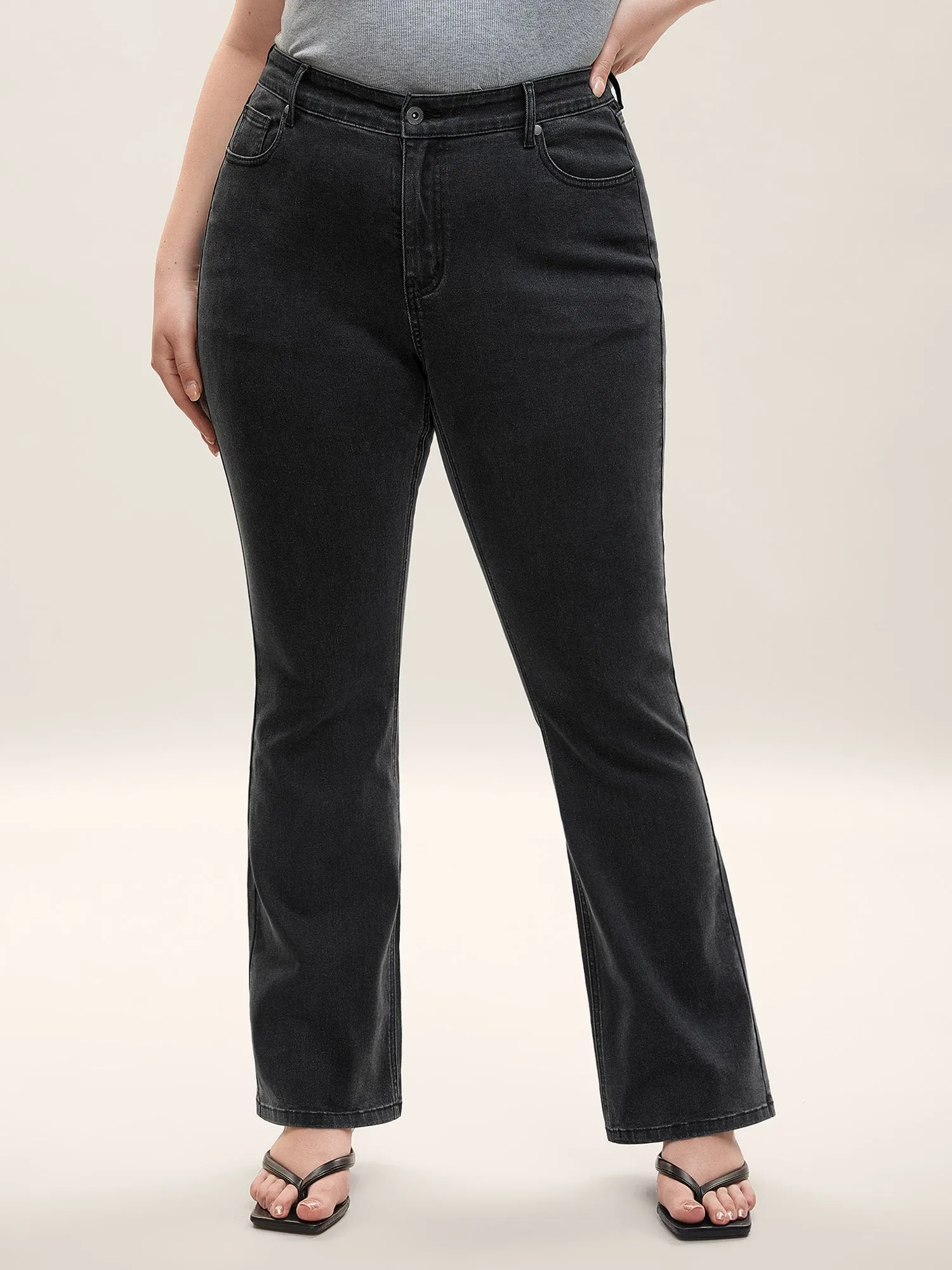 Stretchy Classic Bootcut Mid-Rise Jeans sold by Bloomchic