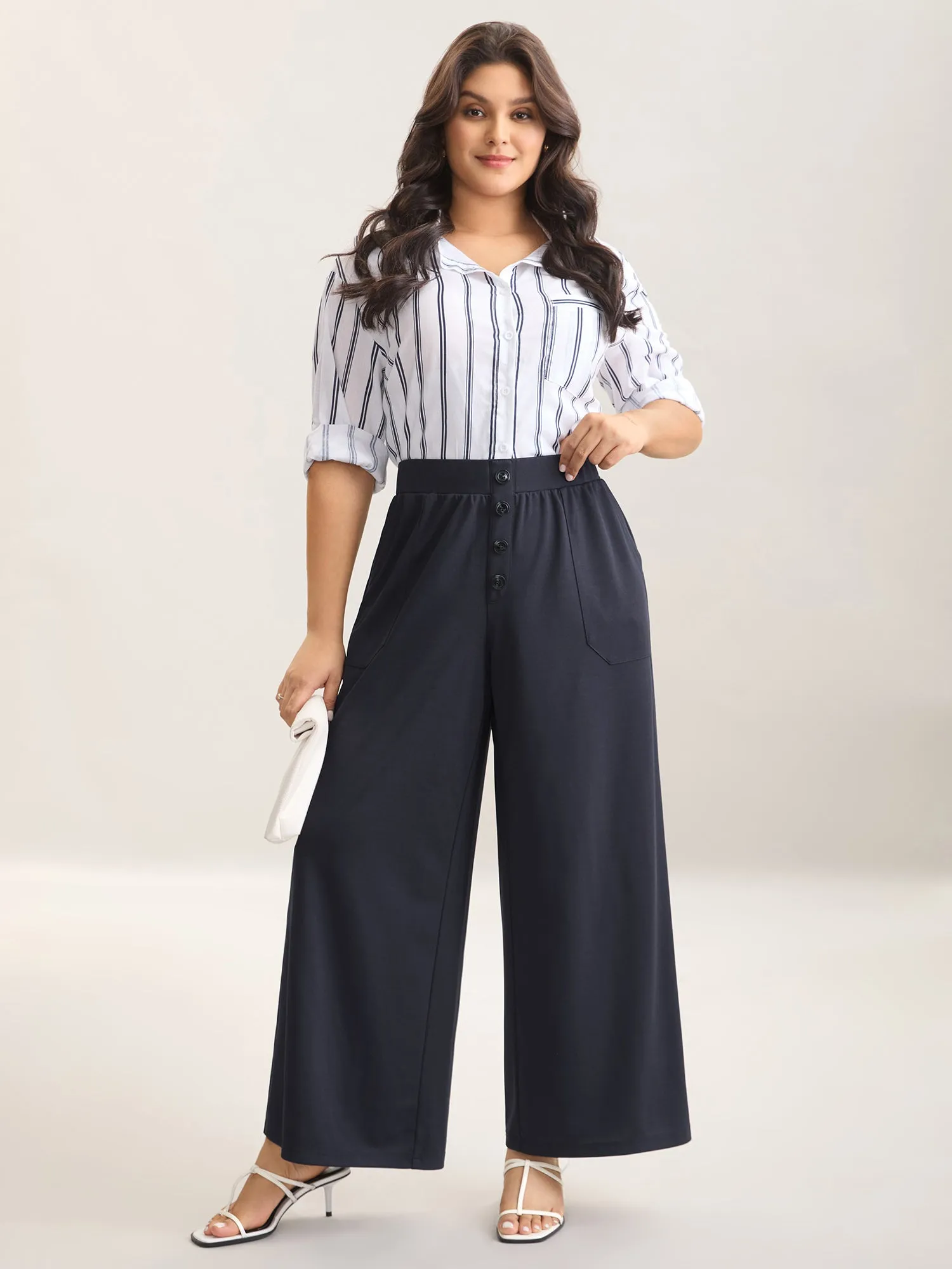Button Front Wide-Leg Pants sold by Bloomchic product image thumbnail 3