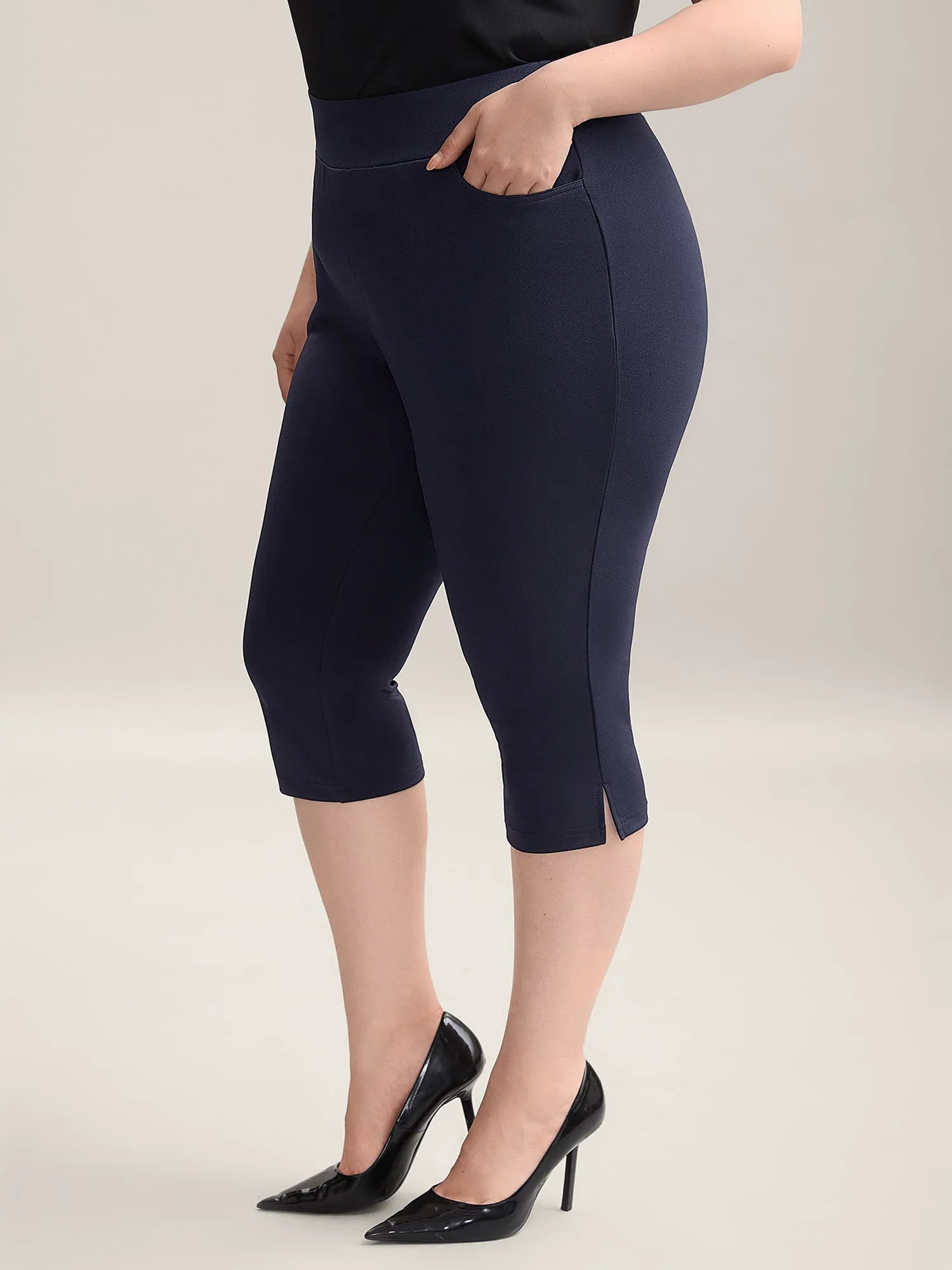Stretchy Waist Slit Tight-Fit Leggings sold by Bloomchic
