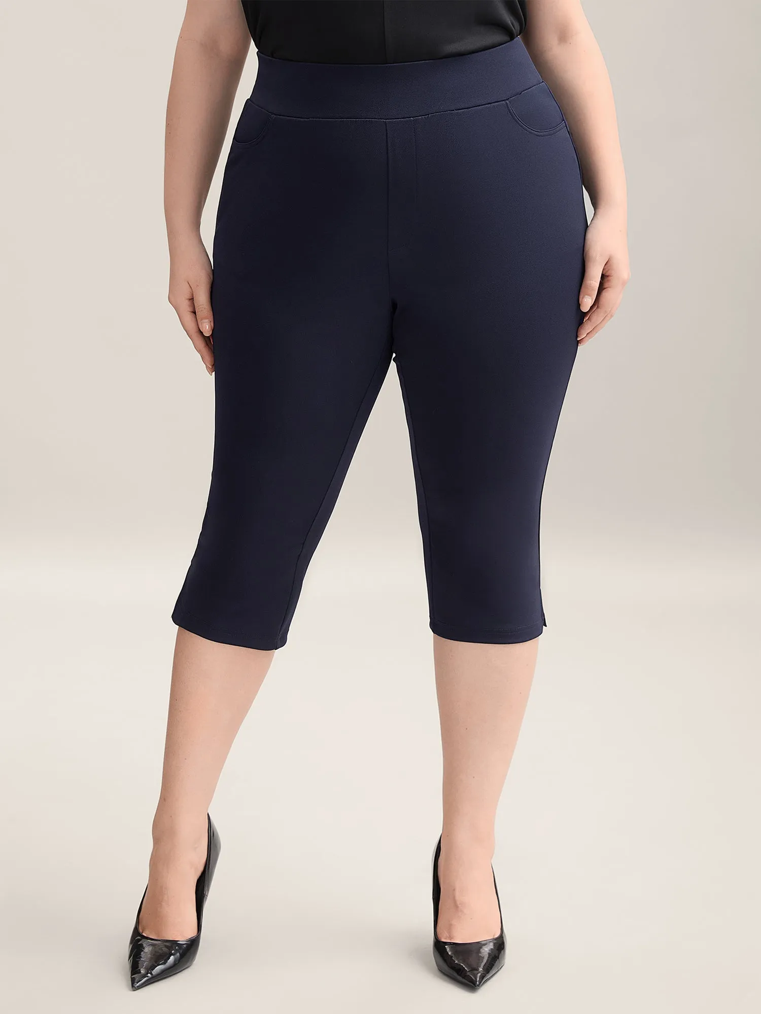 Stretchy Waist Slit Tight-Fit Leggings sold by Bloomchic product image thumbnail 3