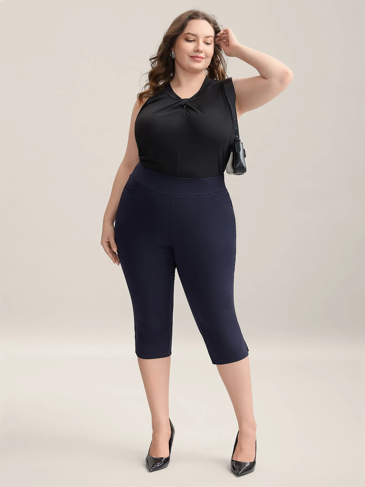 Stretchy Waist Slit Tight-Fit Leggings sold by Bloomchic product image thumbnail 2