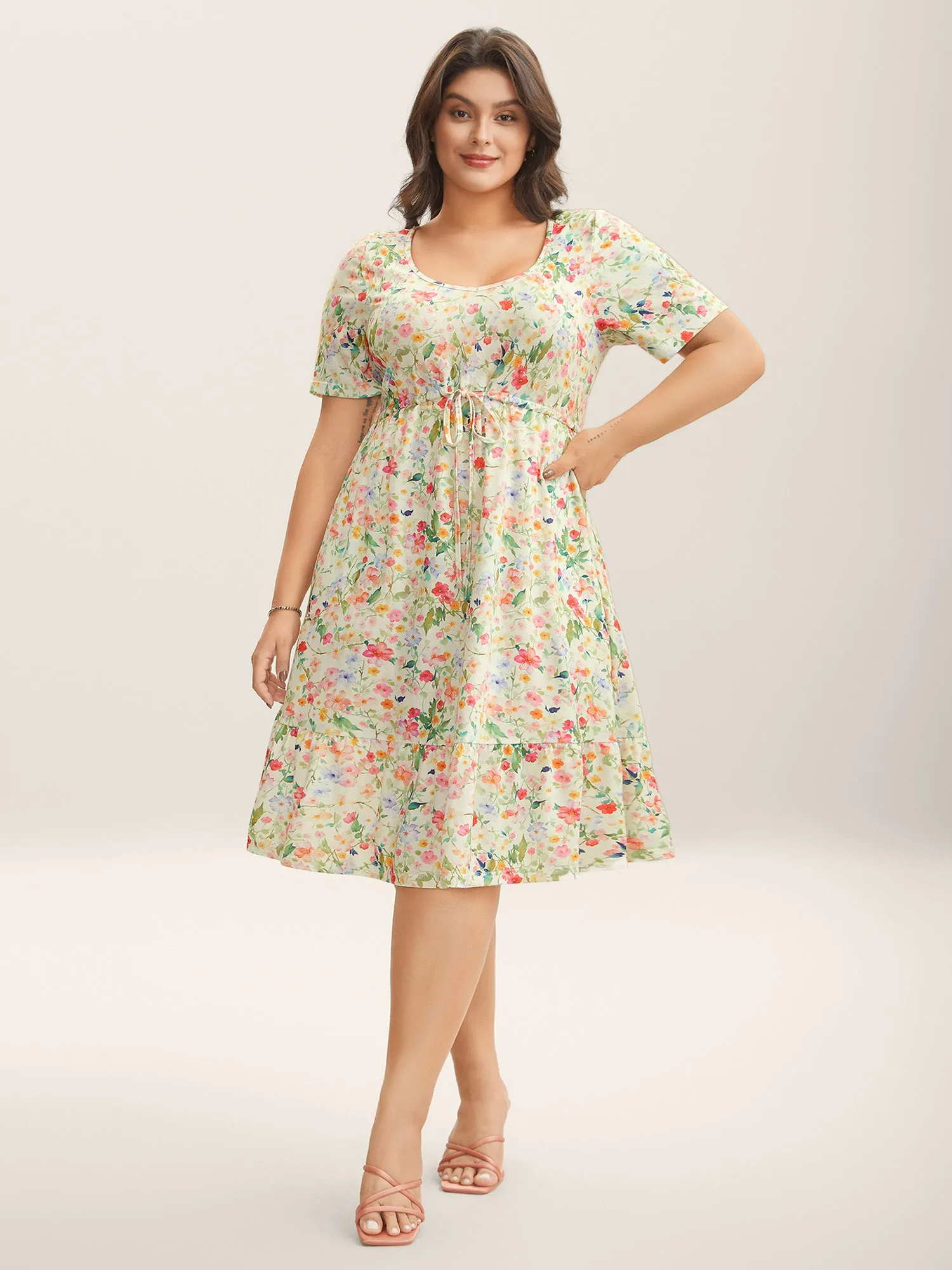 Ditsy Floral Print Waist Tie Midi Dress sold by Bloomchic product image thumbnail 3