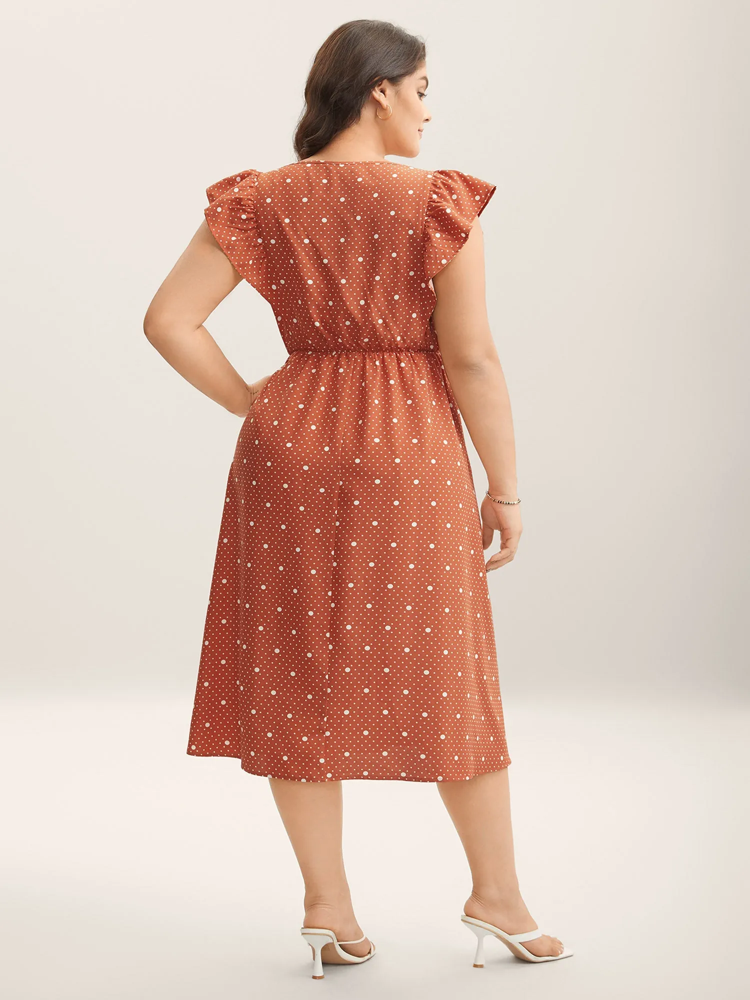 Polka Dots Ruffled Cinched-Waist Dress sold by Bloomchic product image thumbnail 4