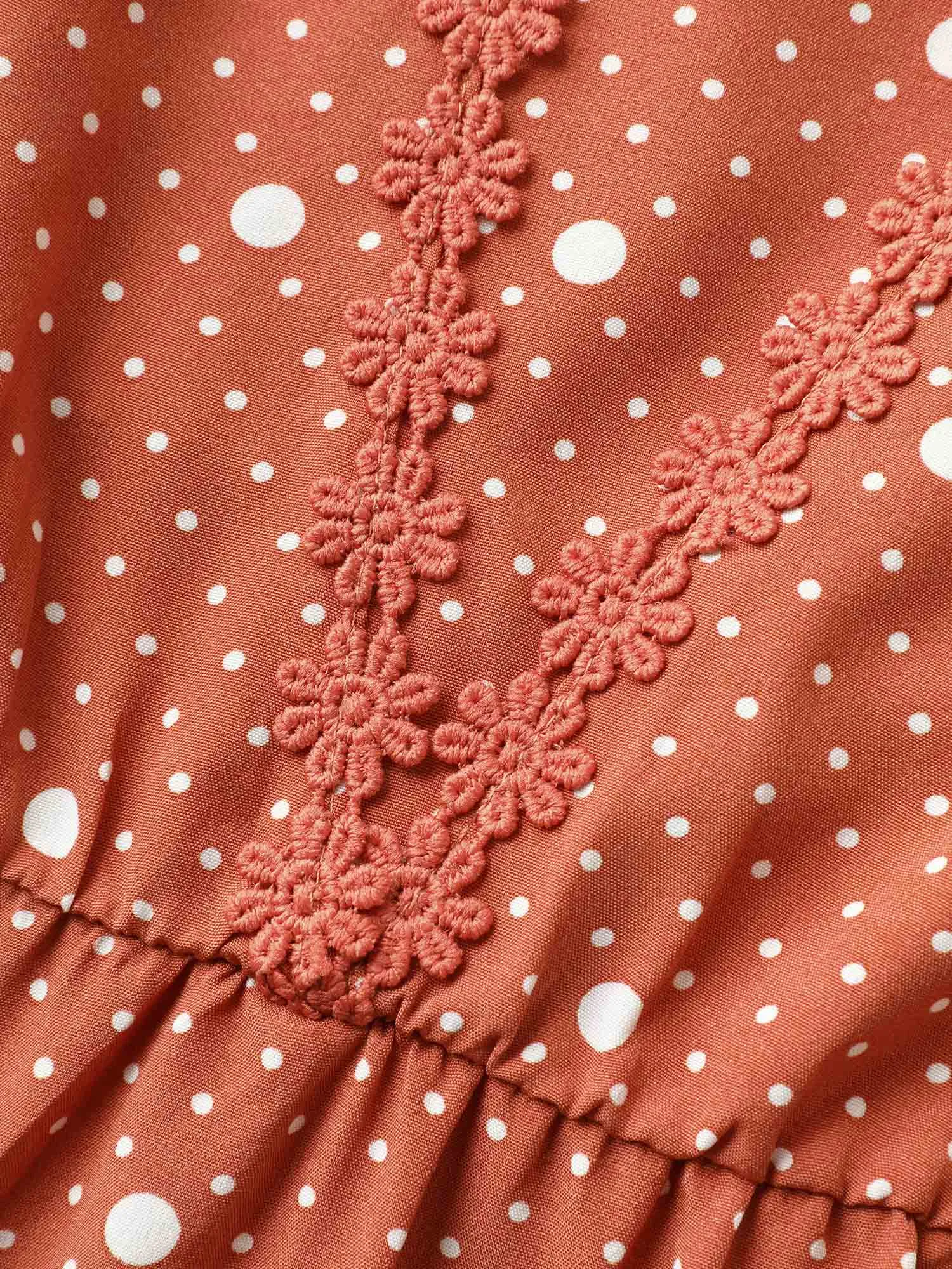 Polka Dots Ruffled Cinched-Waist Dress sold by Bloomchic product image thumbnail 5