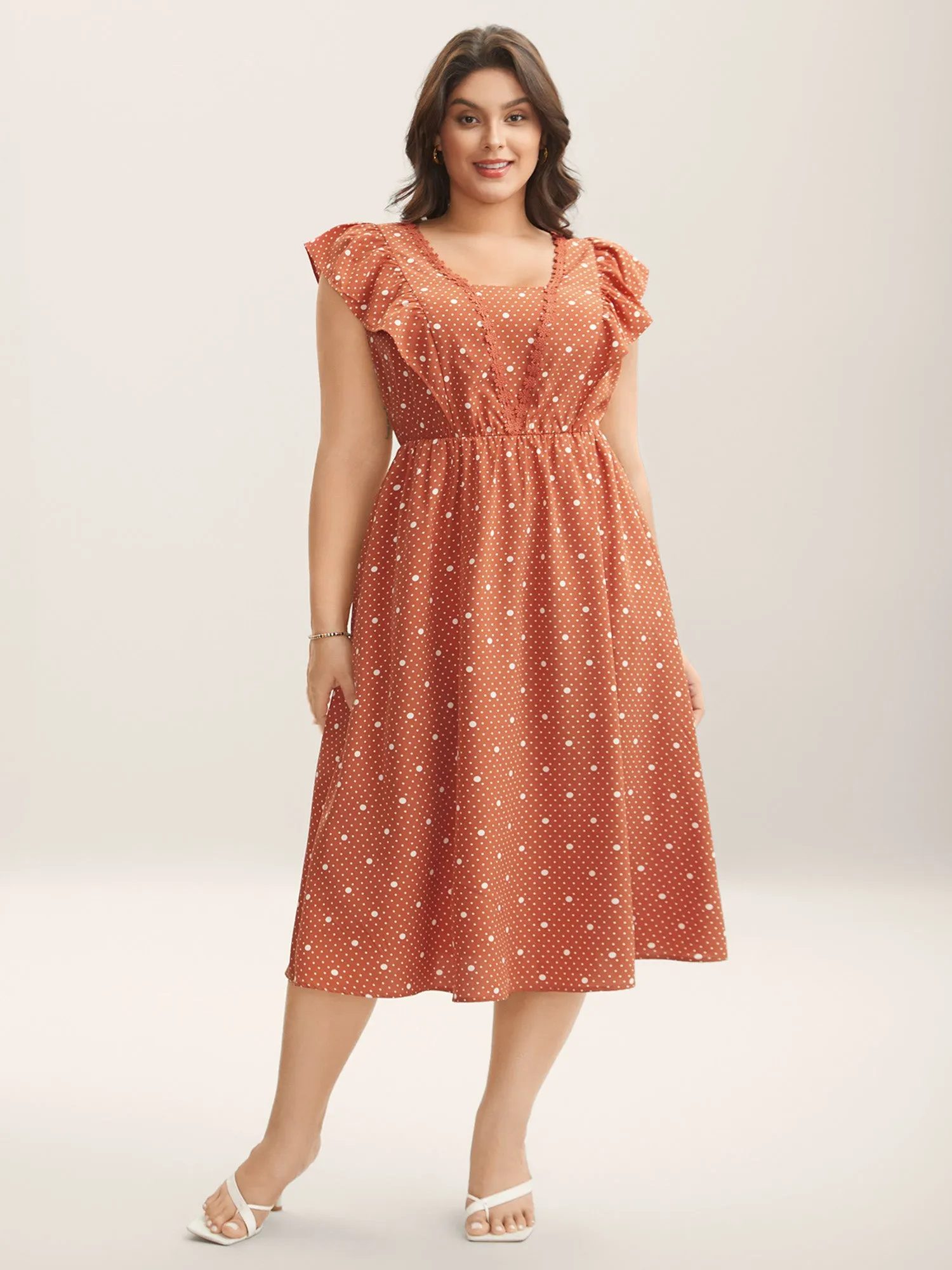 Polka Dots Ruffled Cinched-Waist Dress sold by Bloomchic product image thumbnail 3