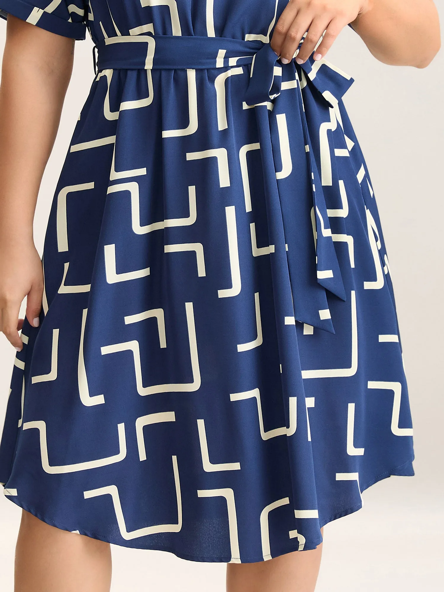 Geometric Print Curved Hem Midi Dress sold by Bloomchic product image thumbnail 2