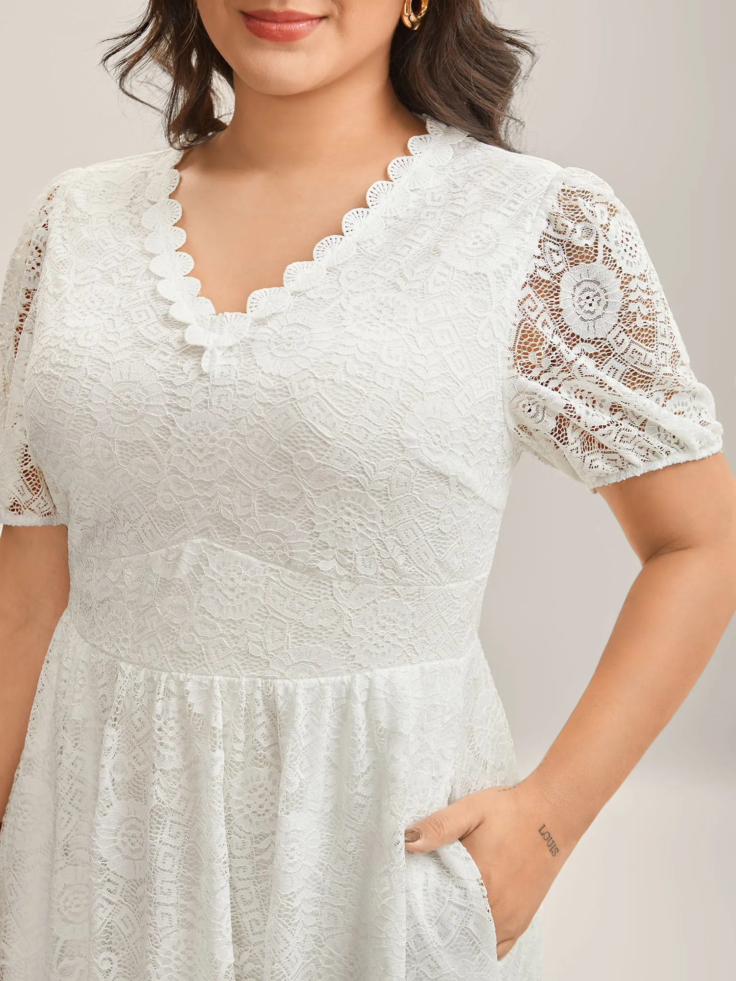 Woven Textured Feel Cinched-Waist Midi Dress sold by Bloomchic product image thumbnail 2