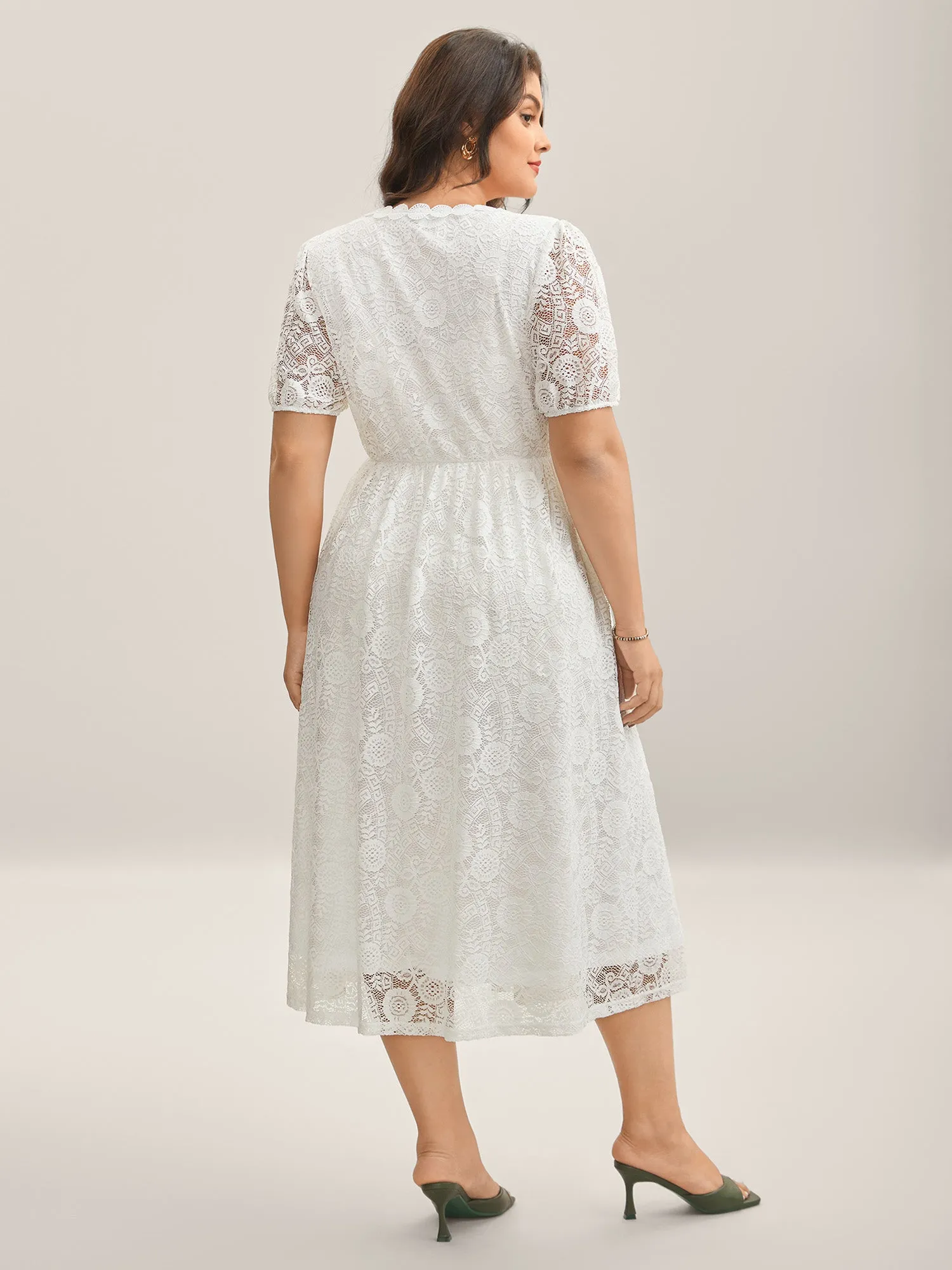 Woven Textured Feel Cinched-Waist Midi Dress sold by Bloomchic product image thumbnail 4