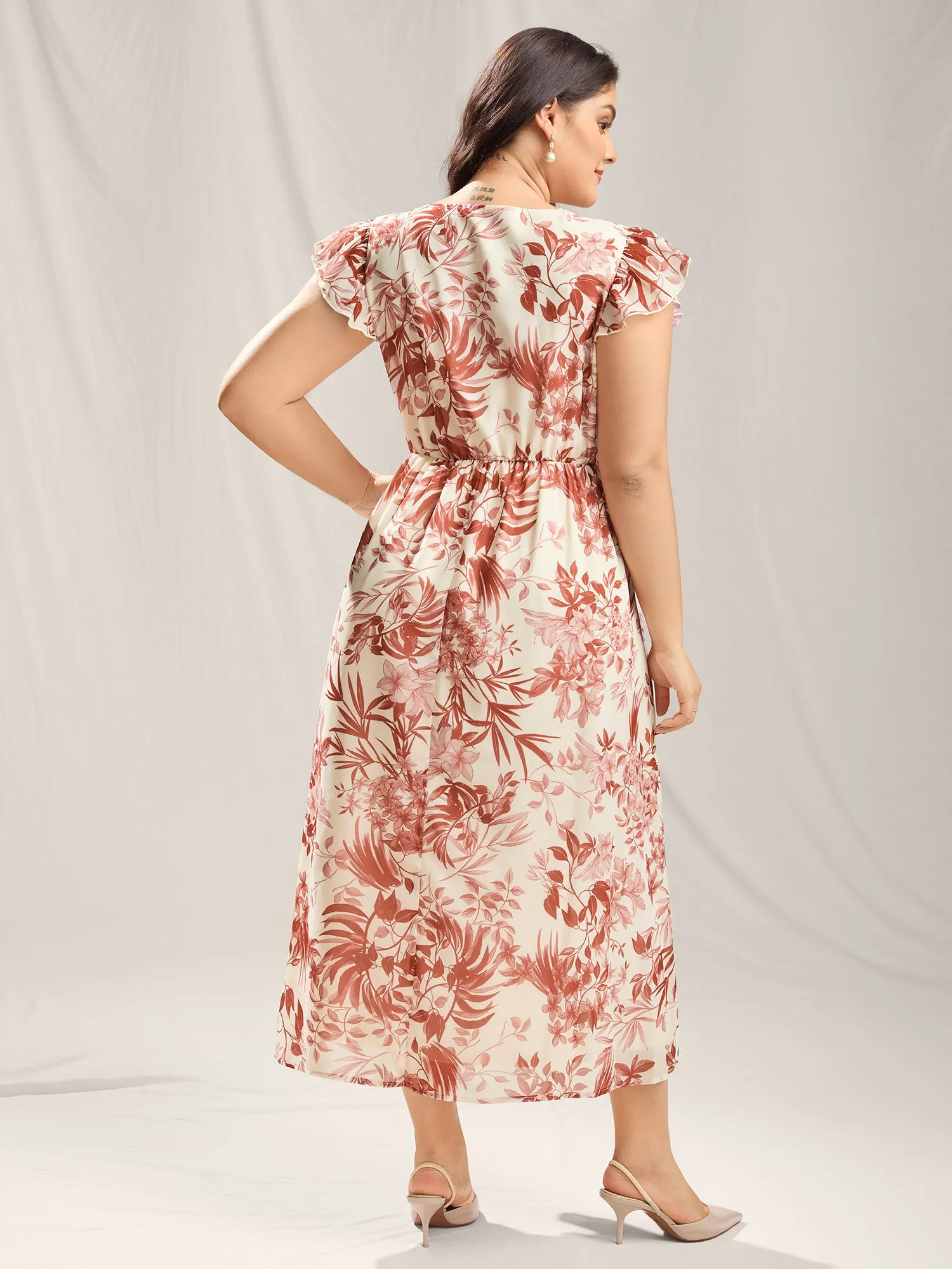 Large Flower Print Lace Trim Maxi Dress sold by Bloomchic product image thumbnail 4