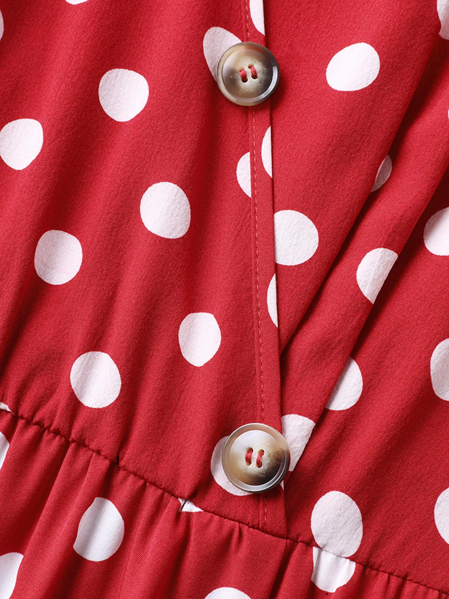 Polka Dots Surplice Button Detail Midi Dress sold by Bloomchic product image thumbnail 5